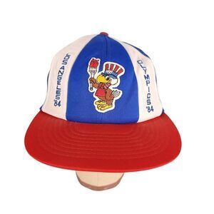 1984 Olympics Five Panel Hat Cap Vintage 80s Made In USA One Size Free Button